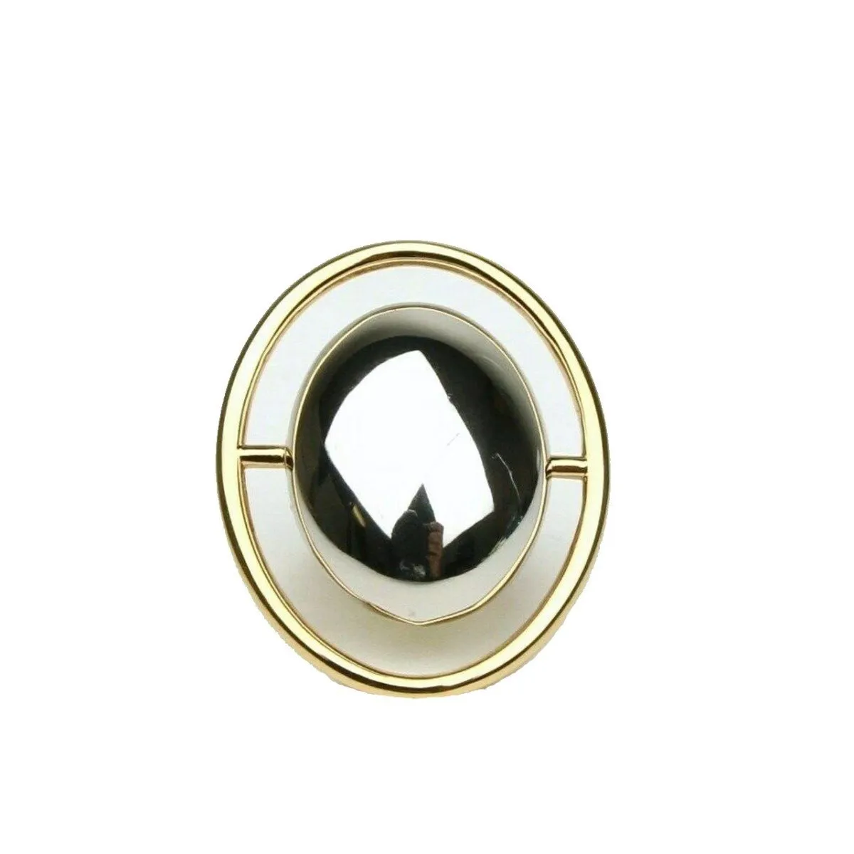 Ysl Bags Saint Laurent Women's Oval Brass Metal Circular Ring Silver/Gold Size 6 439960