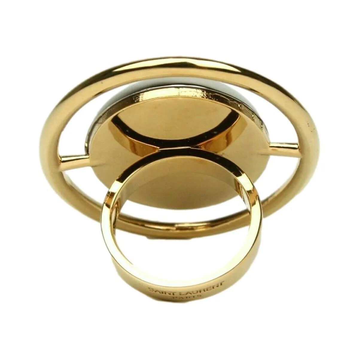 Ysl Bags Saint Laurent Women's Oval Brass Metal Circular Ring Silver/Gold Size 6 439960
