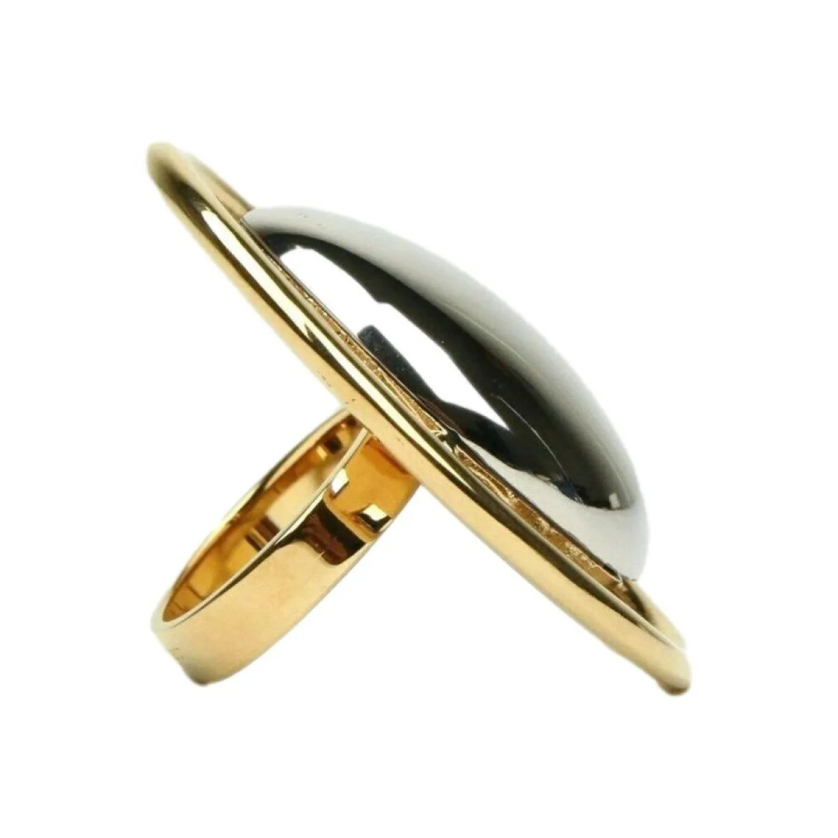 Ysl Bags Saint Laurent Women's Oval Brass Metal Circular Ring Silver/Gold Size 6 439960