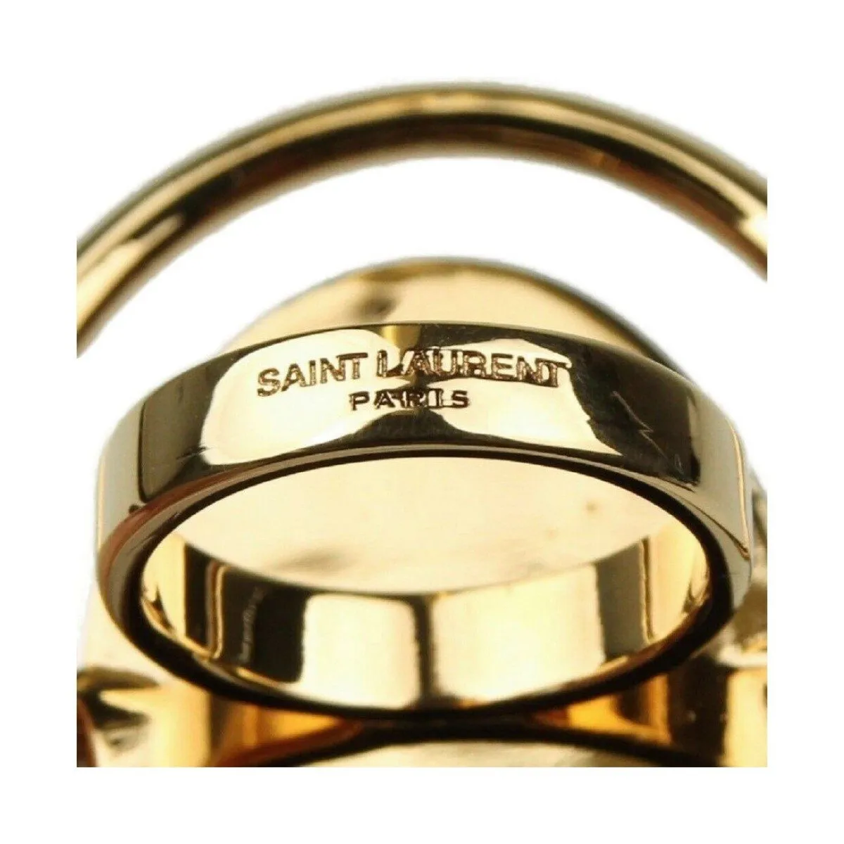 Ysl Bags Saint Laurent Women's Oval Brass Metal Circular Ring Silver/Gold Size 6 439960