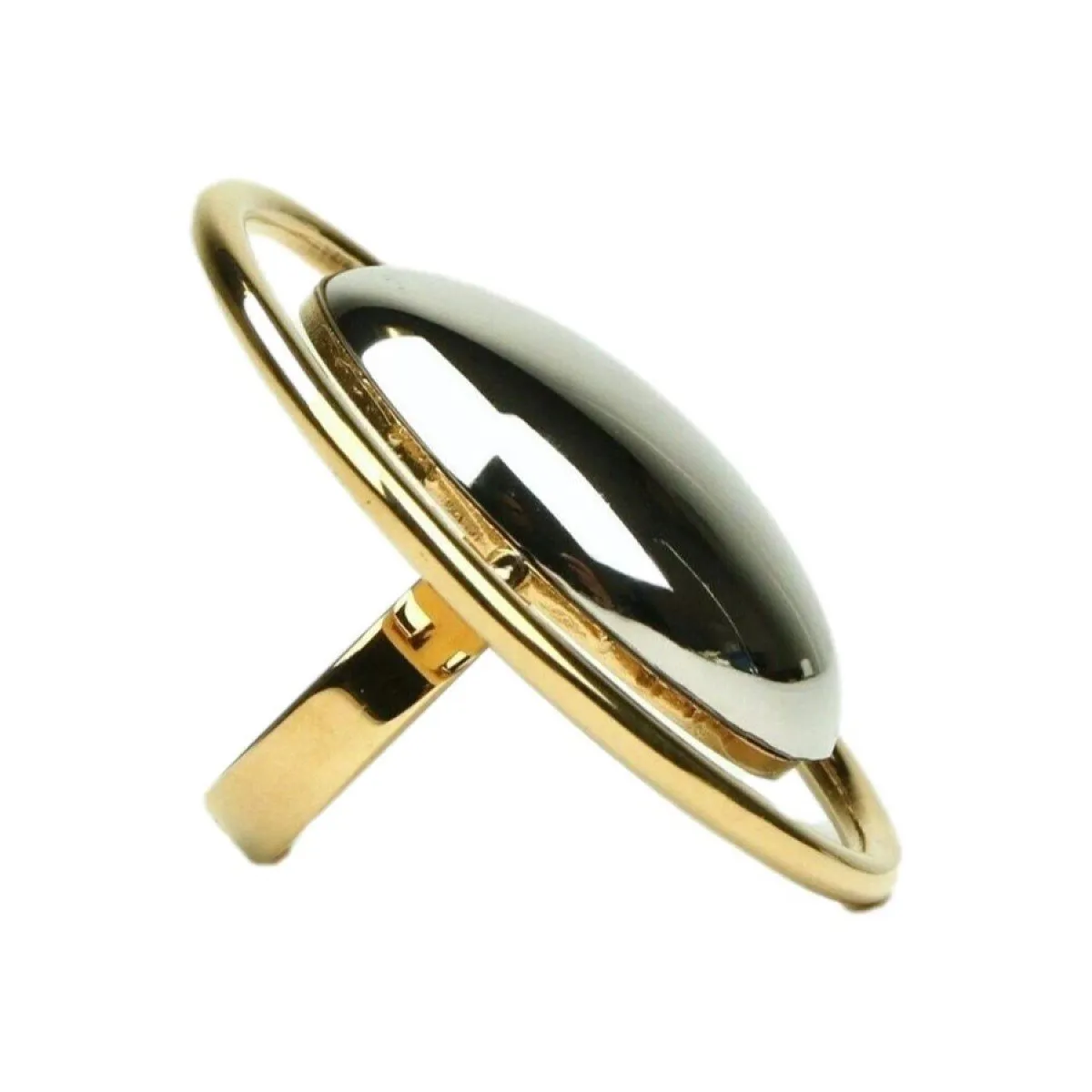 Ysl Bags Saint Laurent Women's Oval Brass Metal Circular Ring Silver/Gold Size 6 439960