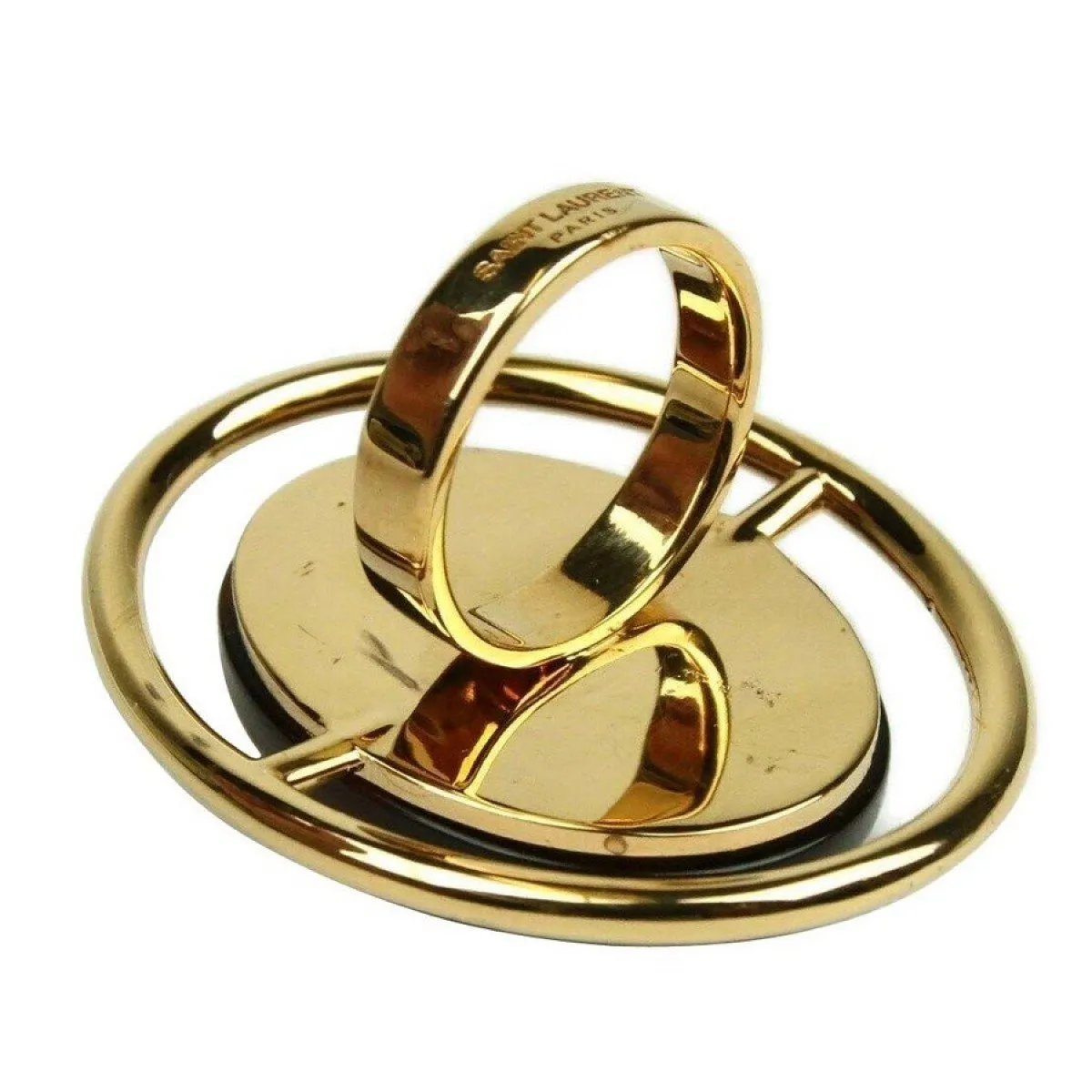 Ysl Bags Saint Laurent Women's Oval Brass Metal Circular Ring Silver/Gold Size 6 439960