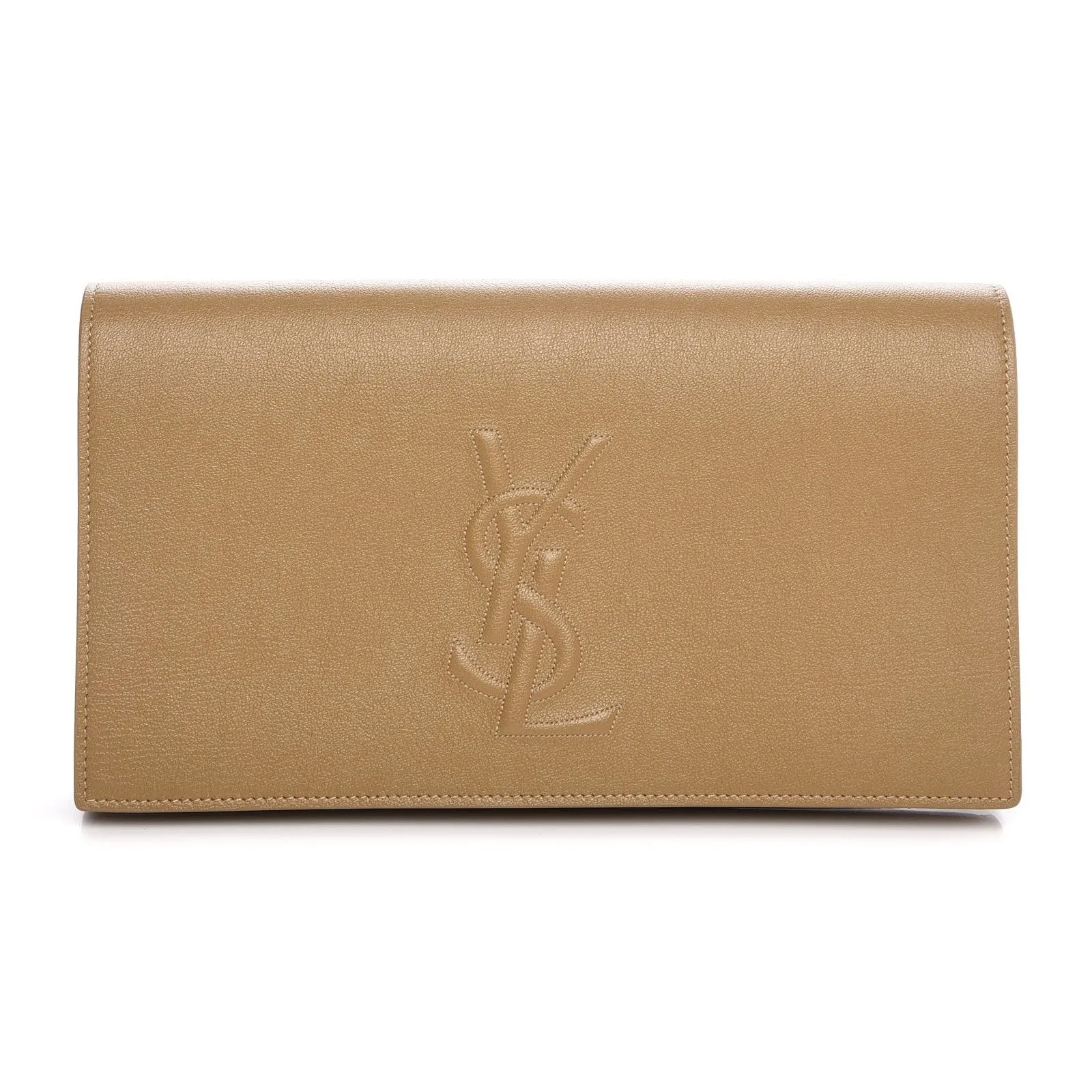 Ysl Bags Saint Laurent YSL Belle de Jour Beige Leather Large Clutch Bag 568937