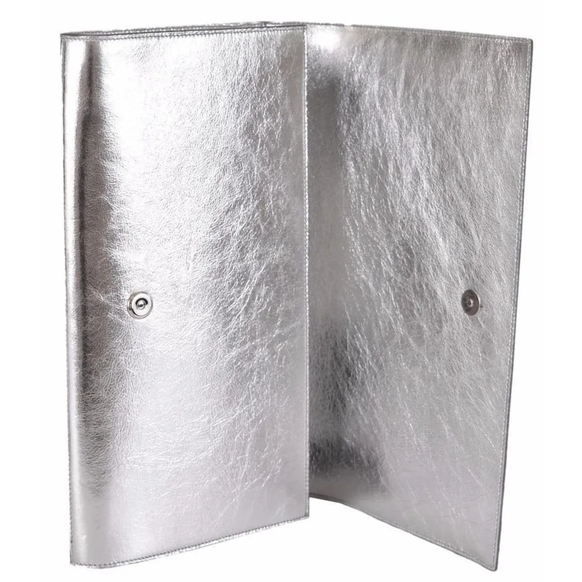 Ysl Bags Saint Laurent YSL Belle de Jour Large Metallic Silver Leather Clutch Bag 568937