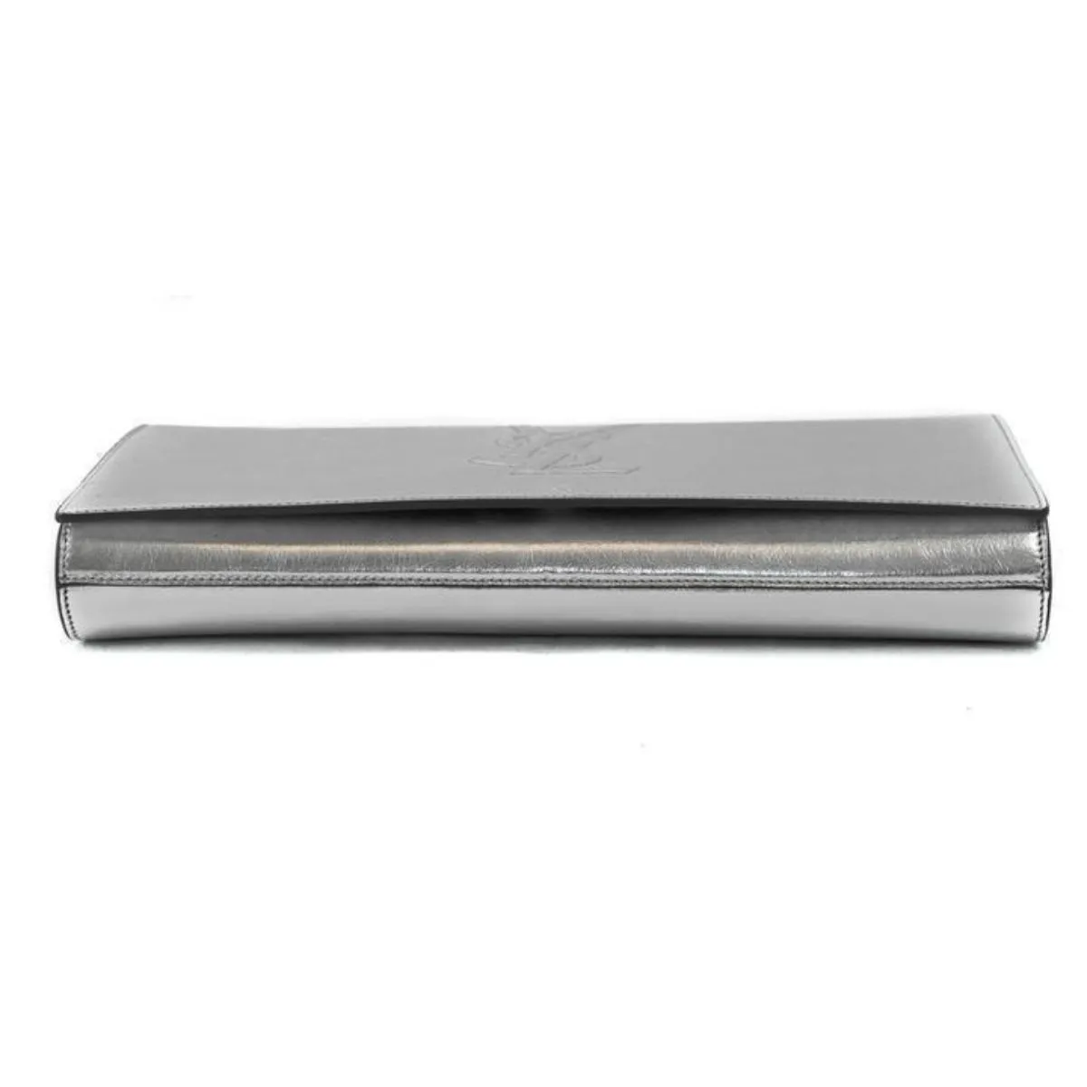 Ysl Bags Saint Laurent YSL Belle de Jour Large Metallic Silver Leather Clutch Bag 568937