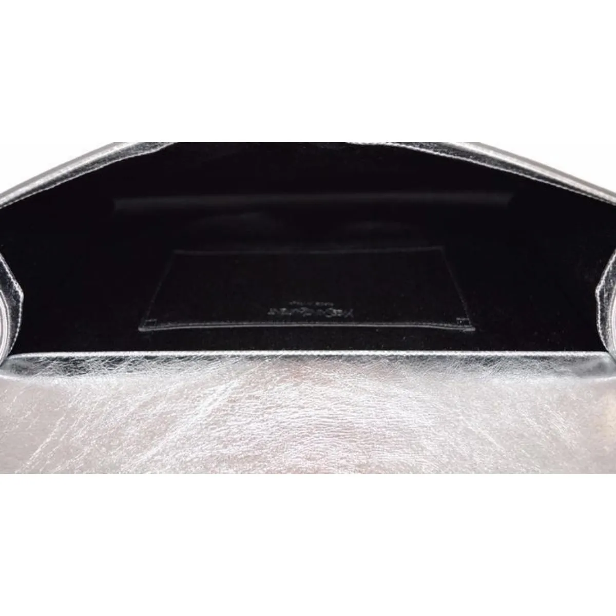 Ysl Bags Saint Laurent YSL Belle de Jour Large Metallic Silver Leather Clutch Bag 568937