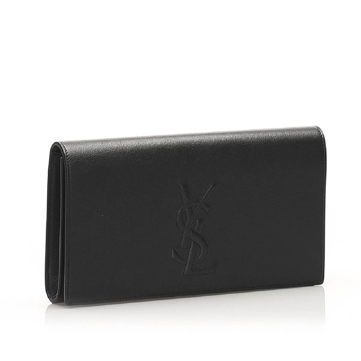 Ysl Bags Saint Laurent YSL Belle de Jour Leather Black Large Clutch Bag 568937