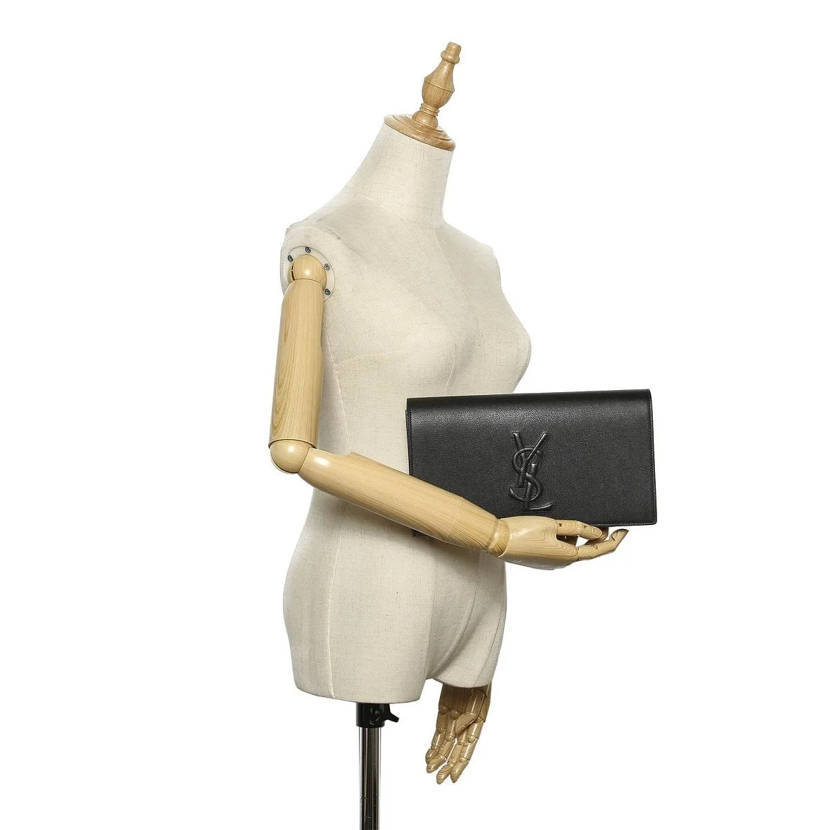 Ysl Bags Saint Laurent YSL Belle de Jour Leather Black Large Clutch Bag 568937