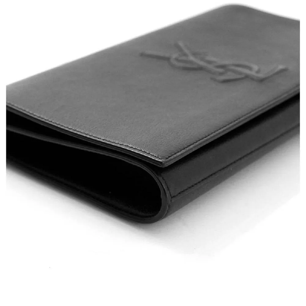 Ysl Bags Saint Laurent YSL Belle de Jour Leather Black Large Clutch Bag 568937
