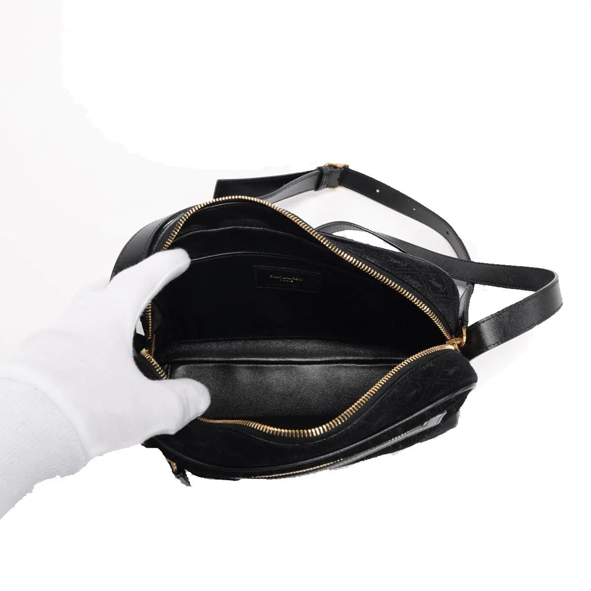 Ysl Bags Saint Laurent YSL King Palm Suede Monogram Black Camera Bag 568608